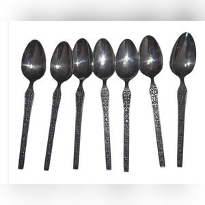 Vintage La Senda Floral Teaspoon Set Japan 7 Piece